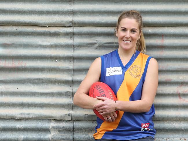 5.6.2019.Casey McElroy, 27, on the family farm at Marcollat with her dad Bradley,52 and grandfather Jeffrey,81.Casey  played in the men's reserves footy team for Padthaway last month and the club has been fined $1000. PIC TAIT SCHMAAL.