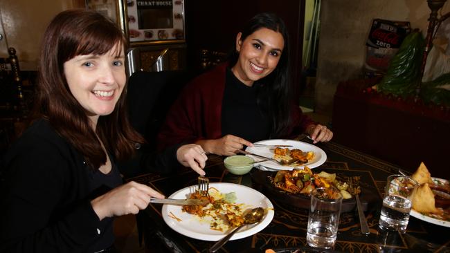 Reporters Angela Ranke and Azal Khan get into the spirit of the festival early as they sample dishes at Haveli Indian Restaurant, Harris Park.