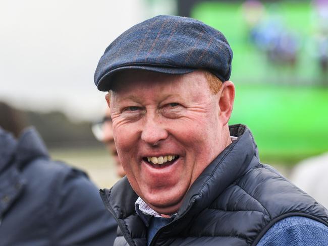 Trainer Matthew Williams after his horse Toregene (NZ) won the Western District Electrical Services Maiden Plate at Warrnambool Racecourse on May 04, 2022 in Warrnambool, Australia. (Brett Holburt/Racing Photos via Getty Images)