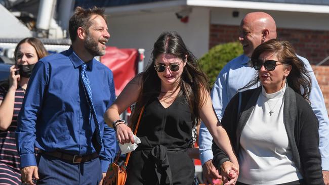 Mourners gather at a funeral home to pay respects to Gabby Petito on Saturday. Picture: Stephanie Keith/Getty Images/AFP