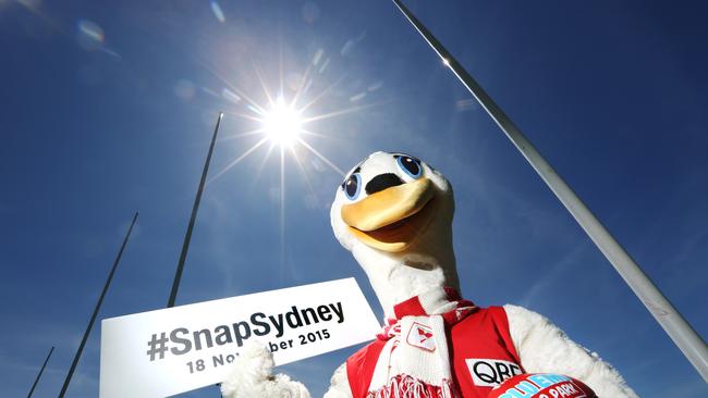 Cyggy the Swans Mascot. The team were once known as the Bloodstained Angels.