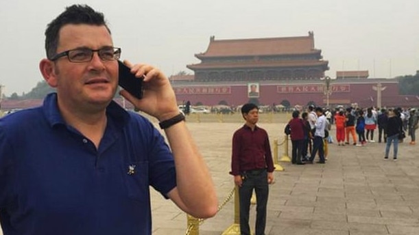 Daniel Andrews in Tiananmen Square, China. Picture: Twitter