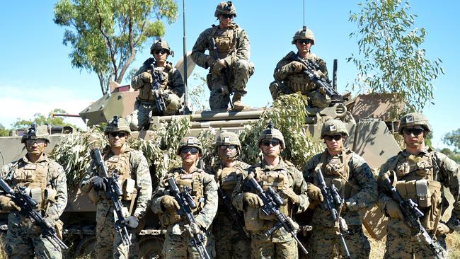 US Marines 2nd Battlation, 4th Marines training at High Range, Townsville during Exercise Southern Jackaroo. Picture: Alix Sweeney