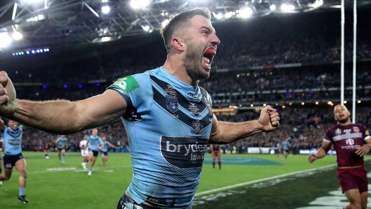 NSW's James Tedesco celebrates.