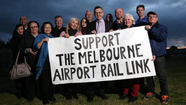 Moonee Valley residents in favour of the airport rail link through their suburb. Picture: George Salpigtidis