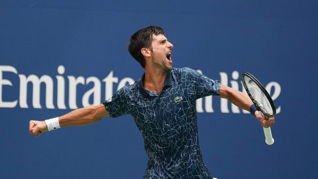 Novak Djokovic celebrates during his victory over Marton Fucsovics. Photo: AFP