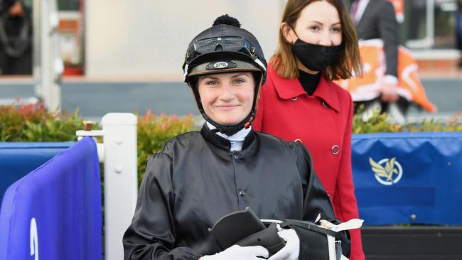 Jamie Kah will ride Behemoth in the Memsie Stakes. Photo: Pat Scala/Racing Photos via Getty Images