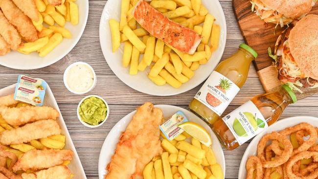 Classic dishes from Old Fashioned Fish 'N' Chips at Narraweena, named in the top 10 fish and chips shops in Sydney by GQ magazine. Picture: Supplied