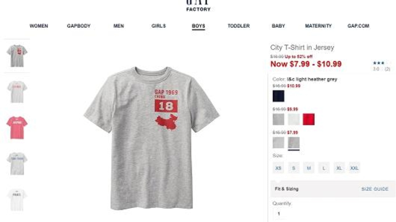 Gap has since removed the shirt from its Chinese online stores.