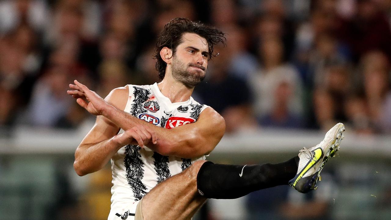 Brodie Grundy remains sidelined with a PCL injury. Picture: Getty