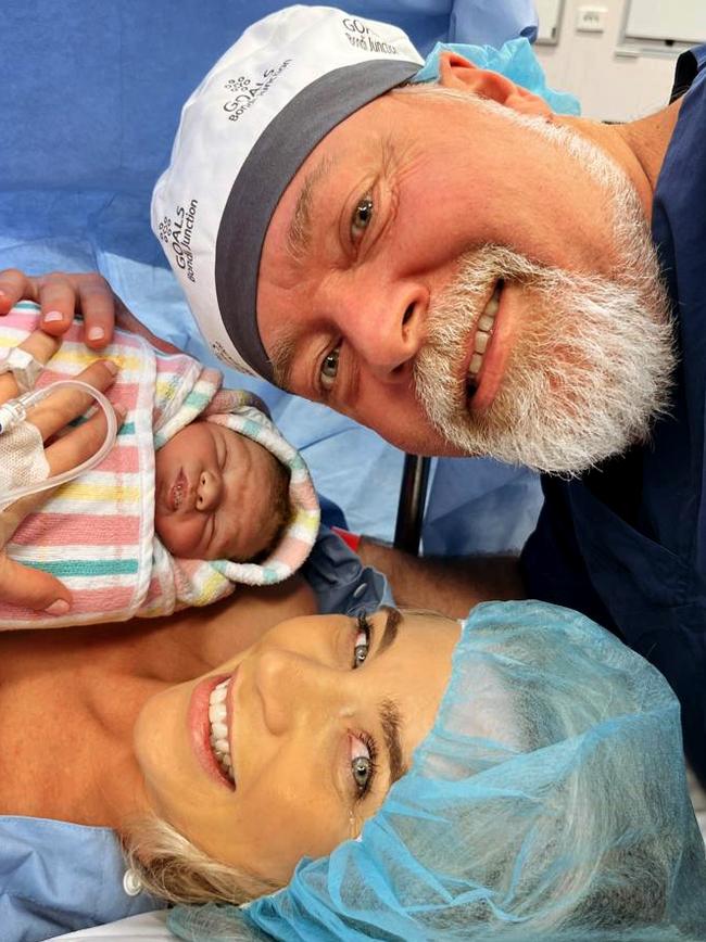 Kyle Sandilands at the birth of his first child Otto to fiancee Tegan Kynaston.