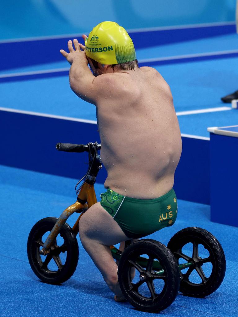 Grant Patterson leaves the pool after competing in the men's 50m breaststroke.