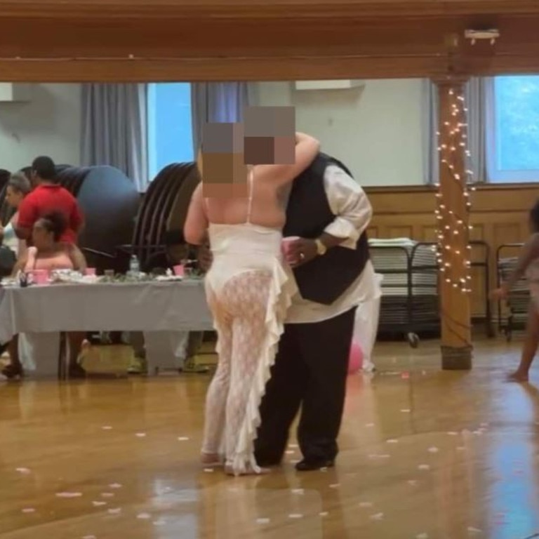 One woman’s semi-sheer bridal ensemble left very little to the imagination during her ceremony. Picture: Facebook