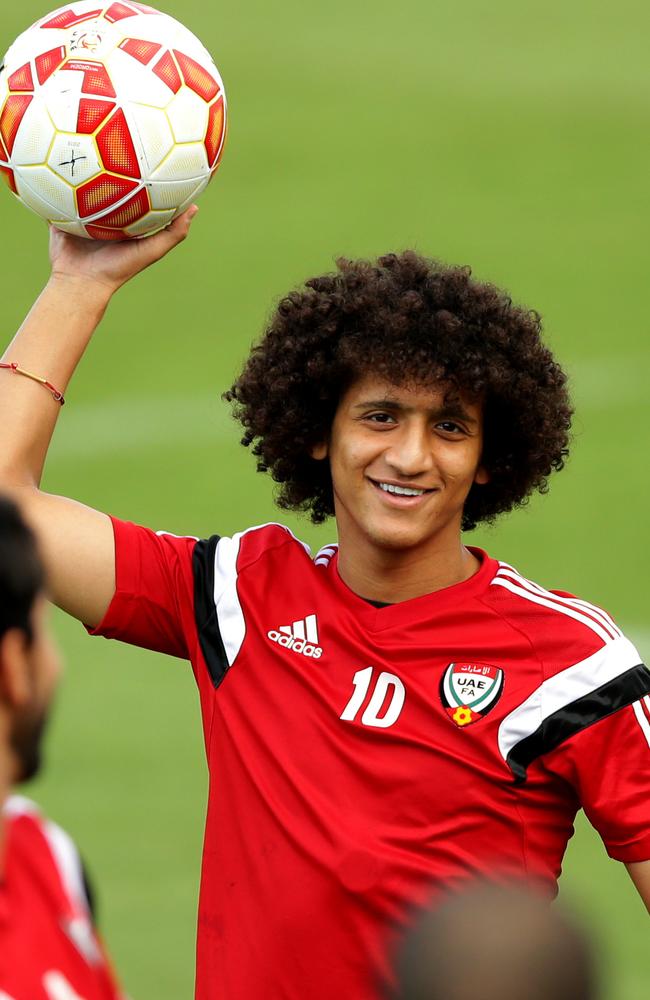 Omar Abdulrahman jokes around with his teammates.