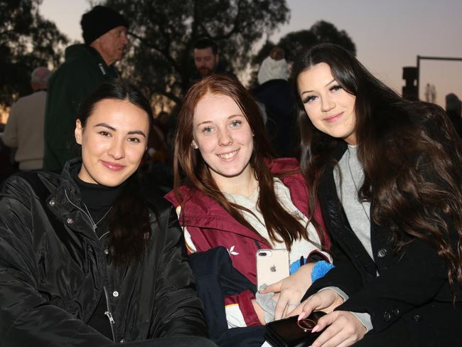 Keely Mak, Hayleh Archold and Emily McLeod from Brisbane at Killarney Bonfire Night 2019.