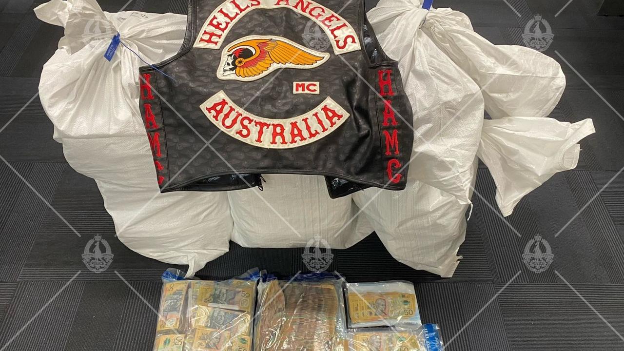 Police seized large quantities of cash and drugs believed to belong to members of an Outlaw Motorcycle gang. Picture: NTPFES