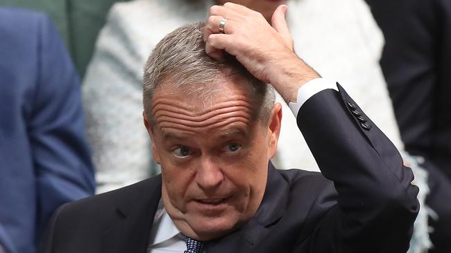 Opposition Leader Bill Shorten during Question Time in the House of Representatives Chamber, at Parliament House in Canberra. Picture Kym Smith