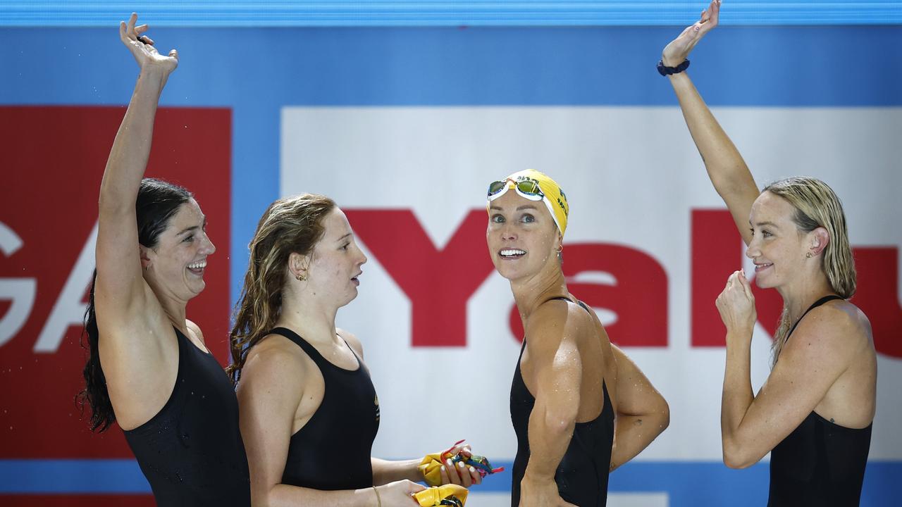 Death, taxes and Australia winning the women’s 4x100m freestyle relay. (Photo by Daniel Pockett/Getty Images)