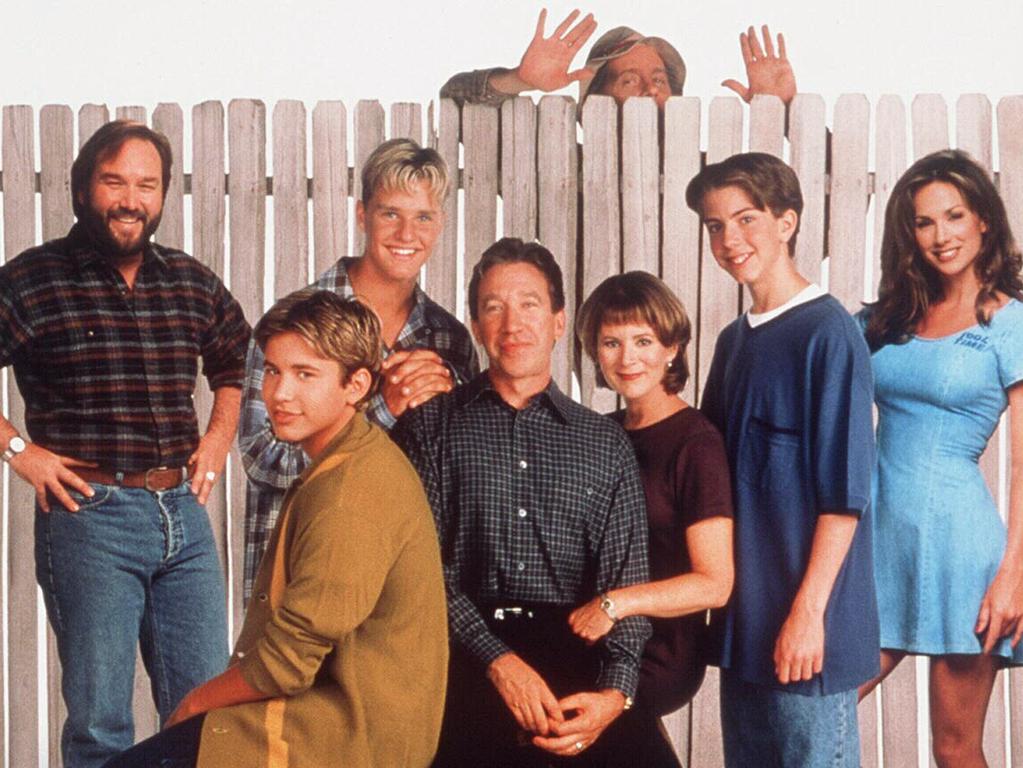 The iconic <i>Home Improvement </i>cast, including Richard Karn, Johnathon Taylor Thomas, Zachary Ty Bryan, Tim Allen, Patricia Richardson, Taran Smith, Debbe Dunning and Earl Hindman (back). Picture: Supplied