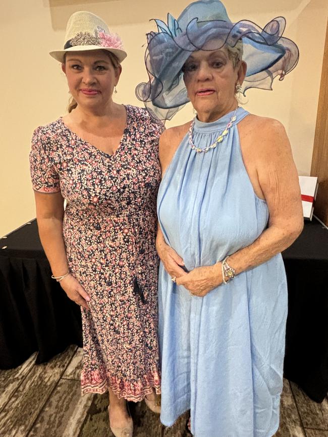 Cherie and Daphne Landamore-Harper celebrating Melbourne Cup Day at the Carriers Arms Hotel.