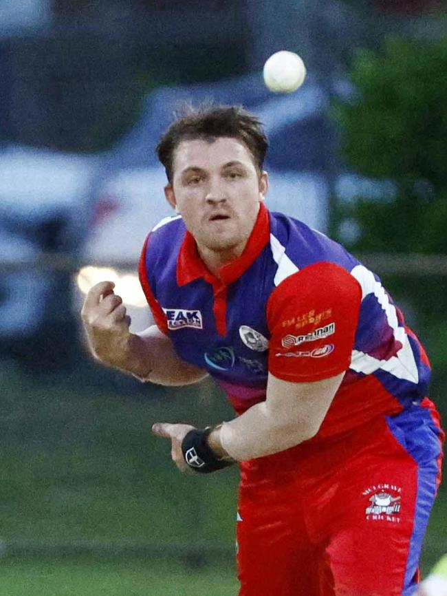 Mulgrave bowler Will Robertson in the Cricket Far North (CFN) at Griffiths Park, Manunda. Picture: Brendan Radke