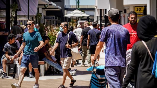 Shoppers at Harbour Town on the Gold Coast. Picture: Mike Burton