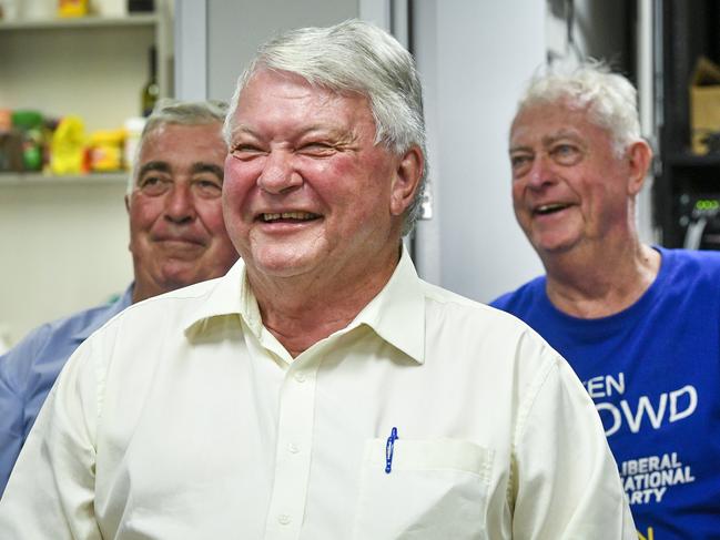 Ken O'Dowd is holding a low key party at his office on the night of the 2019 federal election surrounded by some of his volunteers and supporters.