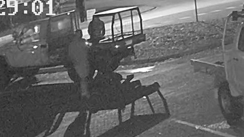 CCTV footage shows a man defecating in the back of a ute at Delta Electrics. Picture: Mitchell Wagland