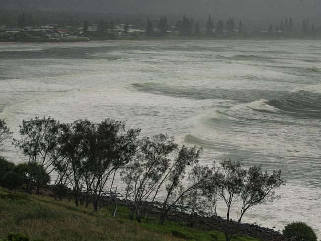 7 Mile Beach at Lennox Head is churned up. Picture: NewsWire / Glenn Campbell