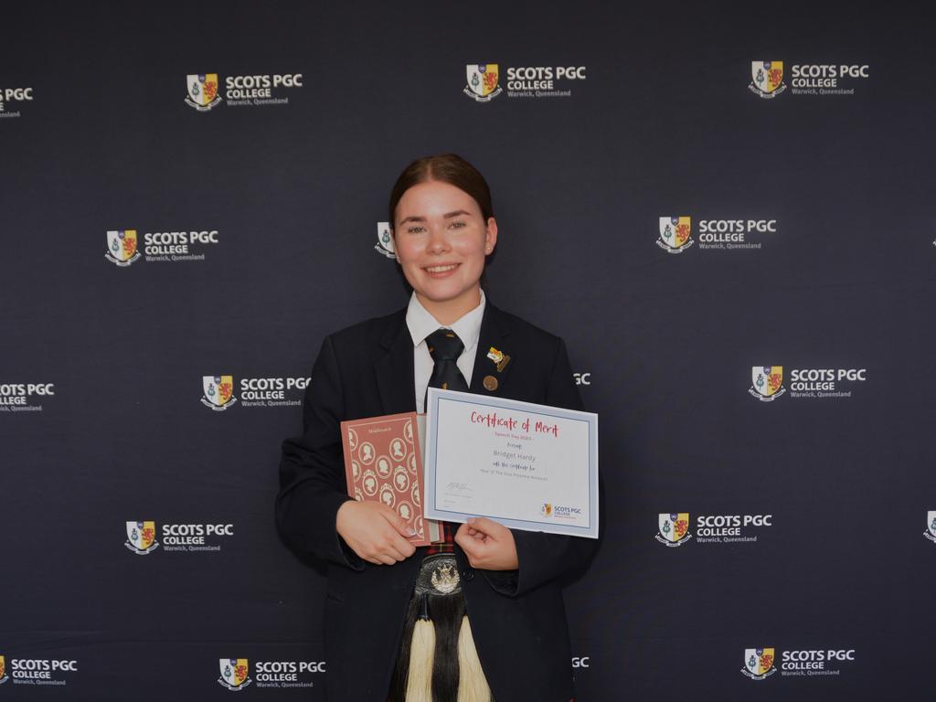 Scots PGC College Arranmore runner up Dux recipient Bridget Hardy at awards day on November 16, 2023.