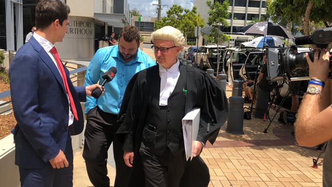 Daine Robert Johnson leaves Southport Courthouse with his barrister Jason Buckland. Picture: Lea Emery.