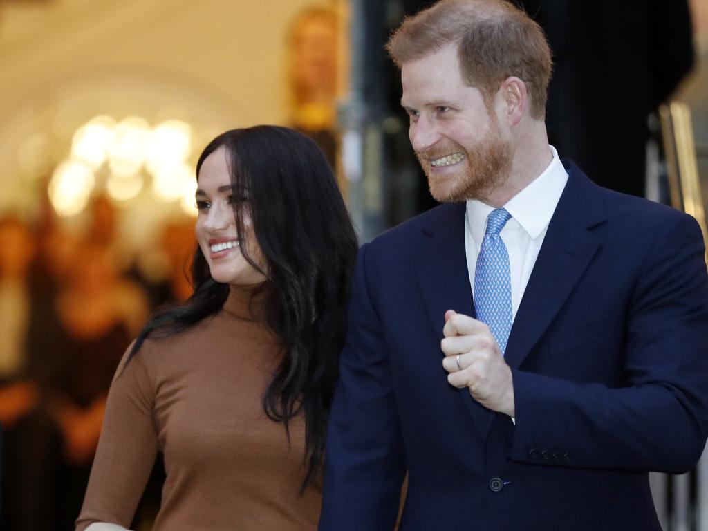Prince Harry and Meghan gave no sign of the bombshell they were set to drop earlier this week while visiting Canada House. Picture: AP Photo/Frank Augstein, FILE.
