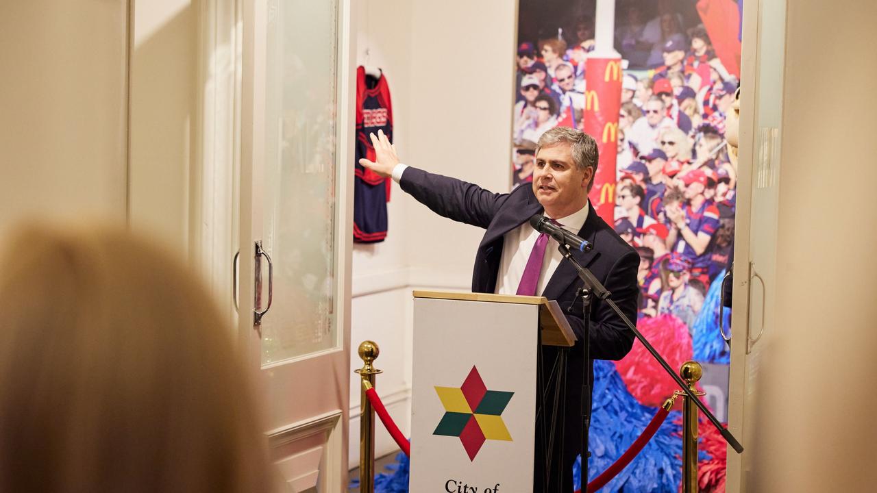 City of Norwood Payneham &amp; St Peters Mayor, Robert Bria, launches the City’s latest exhibition Beyond the Bleachers. Norwood Football Club holds some of South Australia’s oldest football artefacts and other paraphernalia. Norwood footy fans have until the end of the month to soak up a fascinating display of historic memorabilia. Image: Andre Castellucci