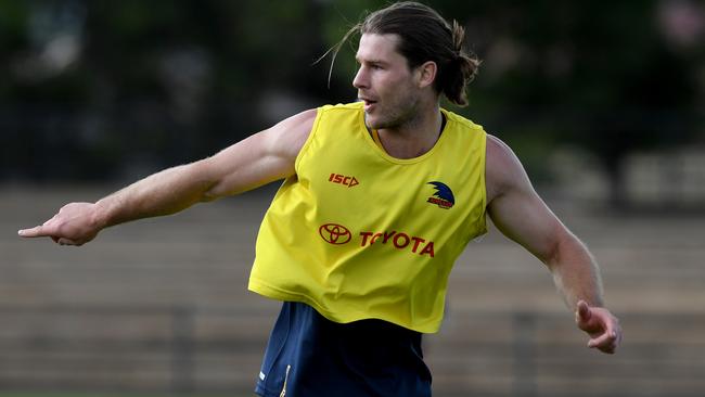 Bryce Gibbs in action at Adelaide training. Picture: Tricia Watkinson