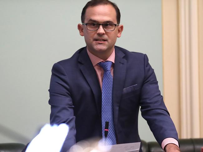Toowoomba South member David Janetzki speaks during Question Time at Parliament House in Brisbane, Thursday, February 6, 2020. (AAP Image/Jono Searle) NO ARCHIVING