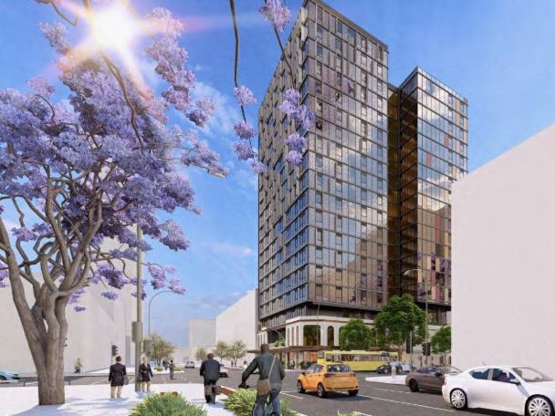 Plans have been revealed for 19-storey student housing on the heritage-listed Crown & Anchor site on Grenfell St. Picture: Brown Falconer Architects