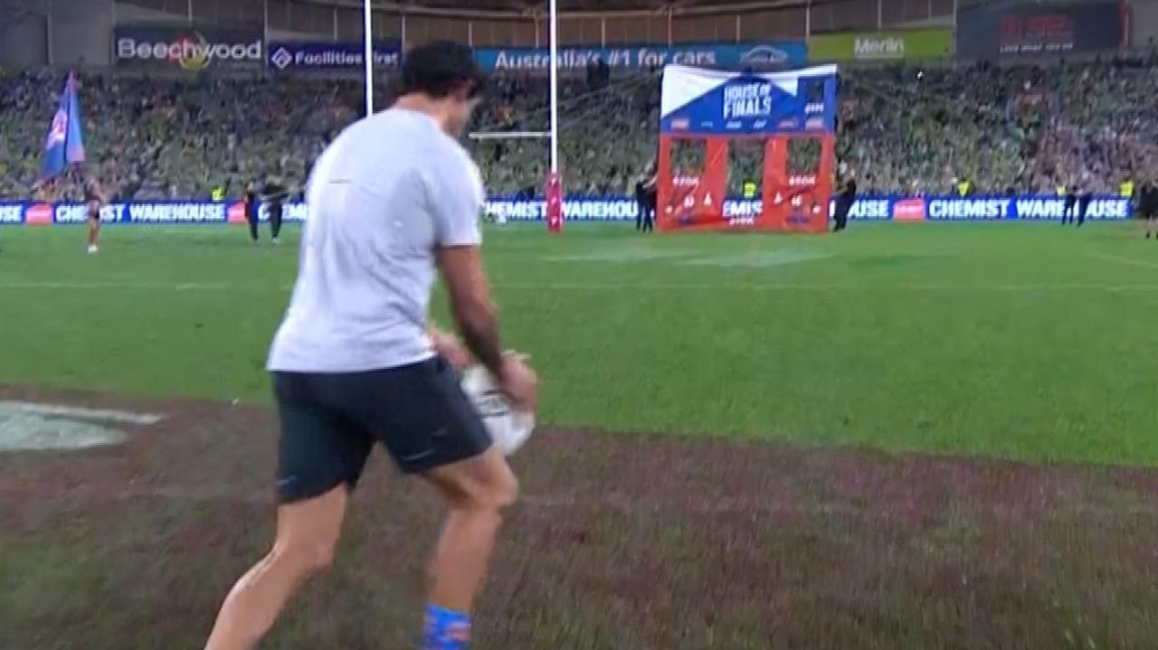 Thurston lines up the million dollar kick.