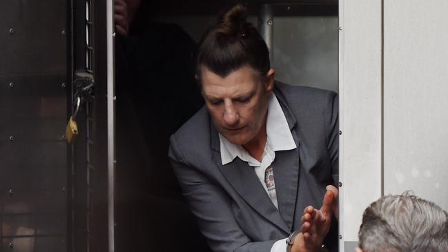 Fiona Barbieri arrives at the Supreme Court for a sentencing submission hearing in Sydney, in 2014. Barbieri and her son Mitchell have pleaded guilty to killing a police officer. Picture: AAP