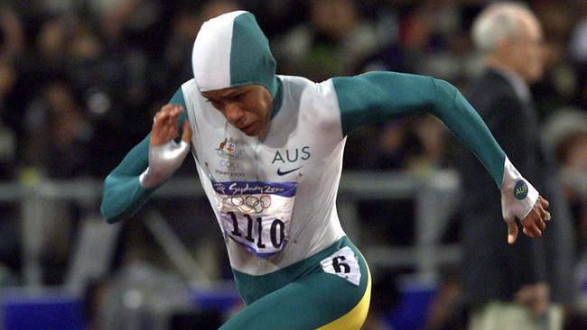 Cathy Freeman wins the women’s 400m final at the Sydney Olympic Games. Picture: Gregg Porteous