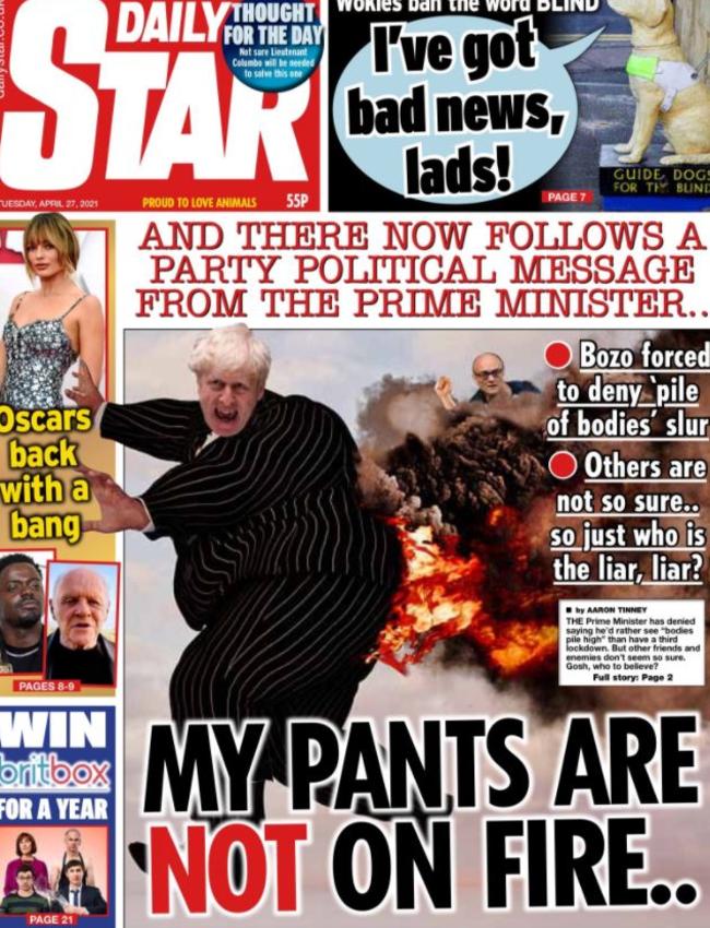 The <i>Daily Star’s </i>savage front page aimed at the UK PM