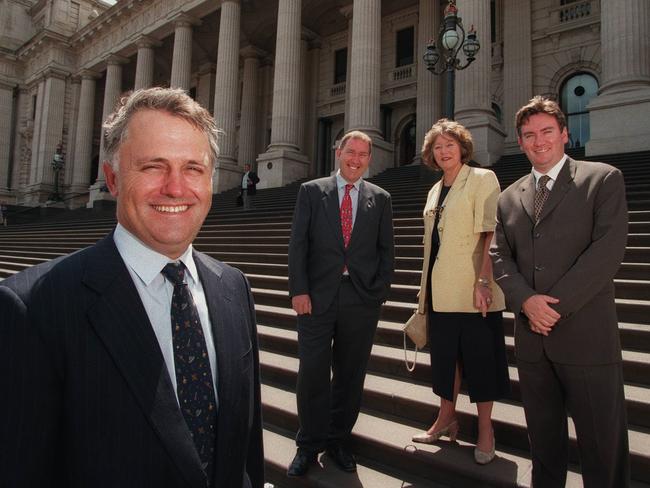 Simon's mum, Janet, was a vocal supporter for the push for Australia to become a Republic in the late 1990s. Here she is with other supporters of the movement Malcolm Turnbull, Steve Vizard and Eddie McGuire.