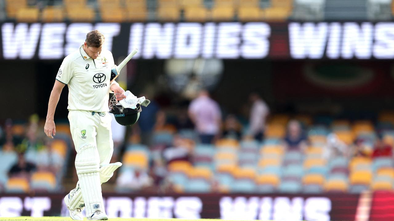 Smith remained unbeaten on 91 in Australia’s shock loss to the West Indies at the Gabba last summer. Picture: Pat Hoelscher / AFP