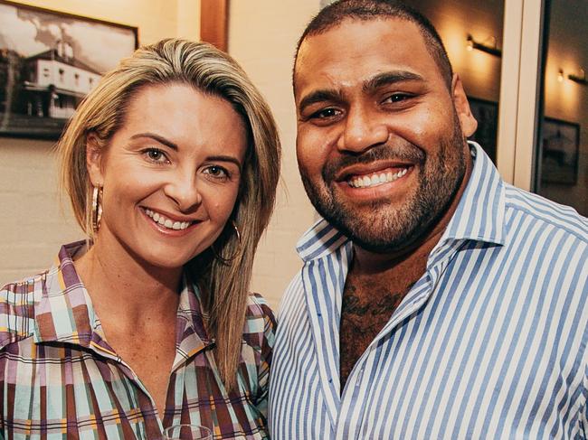 Rachel and Sam Thaiday at The Spotted Cow reopening in Toowoomba. Socials: Damien Anthony Rossi | Picture: Ali Rasoul