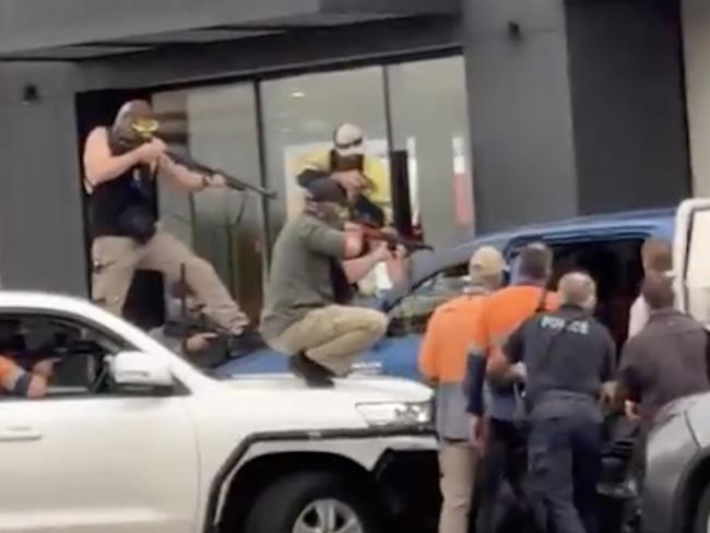 5/01/2023: Dramatic images of an arrest in Darwin involving tactical police on Thursday evening. Picture: Jesmar Paclibar