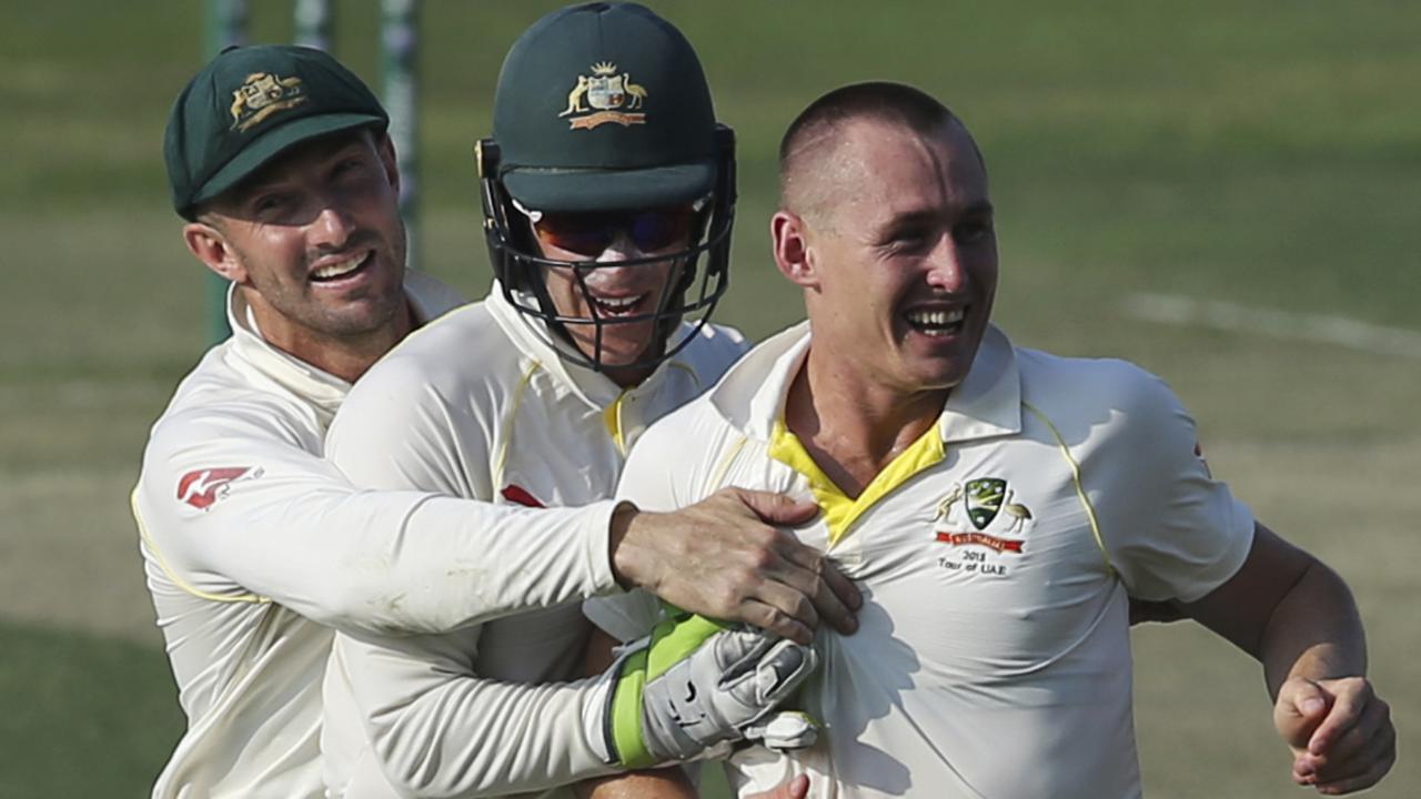 Marnus Labuschagne took 3-45 to help the Aussies restrict Pakistan to 282