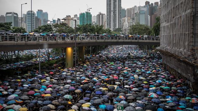 Organisers said more than 1.7 million people attended the overall rally, during which people passed into and out of Hong Kong’s Victoria Park. Picture: Getty Images.