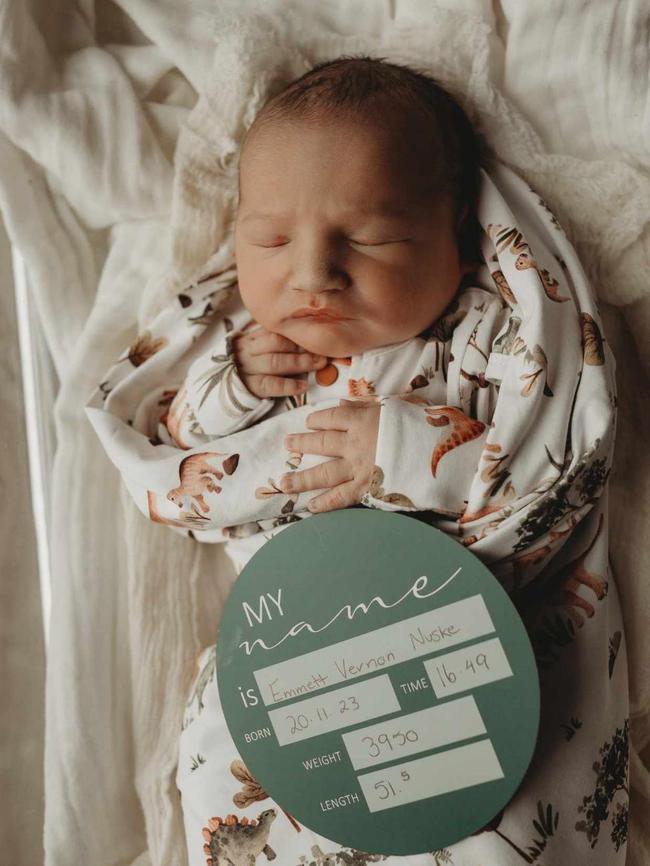 Emmett Nuske was born on November 20, 2023 at 4.49pm. Picture: Supplied by family