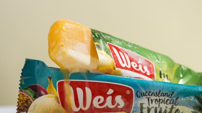 Weis is an iconic Australian ice cream brand, known for its stickless tropical fruit flavours. Picture: Kevin Farmer