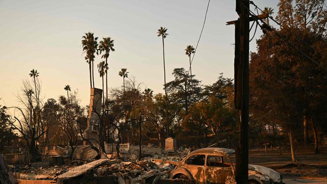 Burned-out cars and homes reduced to rubble by the Eaton Fire are seen in Altadena, California. Picture: AFP