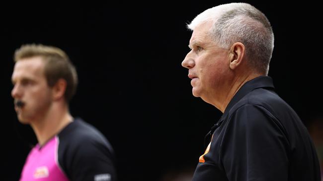 CANBERRA, AUSTRALIA - FEBRUARY 24: Boomers coach Chris Lucas is pictured during the WNBL match between UC Capitals and Melbourne Boomers at National Convention Centre, on February 24, 2024, in Canberra, Australia. (Photo by Mark Nolan/Getty Images)